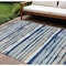 Homeroots 10' X 14' Navy Blue Beige And Ivory Striped Washable Indoor Outdoor Area Rug 598913 - alternate 1