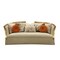 Homeroots 41" Beige Velvet Curved Sofa And Toss Pillows With Natural Legs 348220 - alternate 2