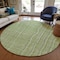 Homeroots 8' Green Ivory And Gray Round Striped Washable Indoor Outdoor Area Rug 597381 - alternate 2