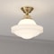 Vaxcel Huntley 12-in W Natural Brass Farmhouse Schoolhouse Semi Flush Mount Ceiling Light White Glass C0261 - alternate 2