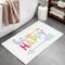 Homeroots 32" White Purple And Green Cotton Be Happy Youthful Bath Rug 634896 - alternate 2