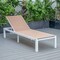 Leisuremod Marlin White Aluminum Patio Chaise Lounge Chair with Square Fire Pit Table, Light Brown MLWCF21-77LBR - alternate 2