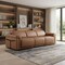 Homeroots 100" Chestnut Top Grain Leather Reclining Metal USB Sofa 720429 - alternate 2