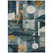 Homeroots 3' X 5' Teal Blue Ivory And Gold Geometric Washable Indoor Outdoor Area Rug 604506 - alternate 2