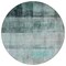 Homeroots 8' Round Teal Round Ombre Washable Non Skid Indoor Outdoor Area Rug 563687 - alternate 2