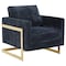Leisuremod Lincoln Boucle Fabric Accent Armchair, Gold Stainless Steel Frame & Removable Back Cushion, Blue LA31-B-BU - alternate 1