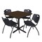 Regency Square Cain Breakroom Table W/ 4 M Stack Chairs, 36 in W, 36 in L, Neo Walnut TB3636NW47BK - alternate 1