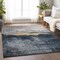 Homeroots 8' X 10' Blue Gray And Gold Abstract Washable Indoor Outdoor Area Rug 602996 - alternate 2
