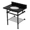 Kingston Brass 30-Inch Black Granite Console Sink with Brass Legs and Shelf, 8-Inch, 3-Hole KVPK3030KBB5 - alternate 1