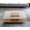 Homeroots 39" Clear and Brown Glass and Wood Pedestal Coffee Table With Shelf 282747 - alternate 2