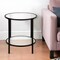 Homeroots 22" Black And Clear Glass And Steel Round End Table With Shelf 544216 - alternate 1