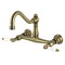 Kingston Brass Double-Handle Wall Mount Bathroom Faucet, Antique Brass KS3243PL - alternate 1