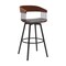 Armen Living Athena 31in Swivel Walnut Wood Bar Stool in Gray Faux Leather with Black Metal LCATBAWAGRY30 - alternate 1