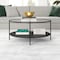 Homeroots 36" Black Glass And Steel Round Coffee Table With Shelf 520958 - alternate 2