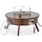 Leisuremod Walbrooke Outdoor Patio Aluminum Round Fire Pit Side Table with Lid and Fire Glass, Brown WBR-29-GL - alternate 1