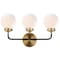 Jonathan Y Caleb 22" 3-Light Contemporary Transitional Iron/Glass LED Vanity Light, Brass Gold/Black/White JYL9058B - alternate 1