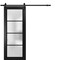 Sartodoors Sturdy Barn Door Frosted Tempered Glass Planum 2132 Black Solid Core Modern Interior PLANUM2132BD-B-BLK-18 x 80 - alternate 1