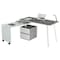 Homeroots 58" Gray Wood L Shape Computer Desk With Two Drawers 723741 - alternate 3