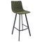 Leisuremod Elland Modern Upholstered Leather Bar Stool with Iron Legs and Footrest, Olive Green ES29G - alternate 1