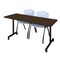 Regency Kobe Mobile T-Base Training Table W/ 2 M Stack Chairs, 72 in W, 24 in L, Neo Walnut MKTRCC7224NW47GY - alternate 1
