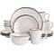 Elama Modern 16 Piece Stoneware Dinnerware Set in Matte White with Gold Rim ELM-CHRISTIAN16 - alternate 1