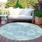 Homeroots 8' Sky Blue And Denim Blue Round Abstract Washable Indoor Outdoor Area Rug 609578 - alternate 3