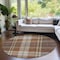 Homeroots 8' Chocolate Copper And Gold Round Plaid Washable Indoor Outdoor Area Rug 596323 - alternate 2