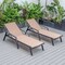 Leisuremod Marlin Patio Chaise Lounge Chair with Armrests in Black Aluminum Frame, Light Brown, 2PK MLABL-77LBR2 - alternate 2