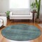 Homeroots 8' Teal Blue Aqua And Gray Round Striped Washable Indoor Outdoor Area Rug 588126 - alternate 2