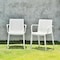 Homeroots Set of Four 22" White Heavy Duty Plastic Outdoor Stacking Arm Chairs 565275 - alternate 2