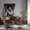 Homeroots 35" Black and Brown Genuine Leather Tufted Swivel Lounge Chair With Ottoman 526376 - alternate 2
