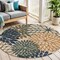Homeroots 5' Blue Green And Yellow Round Floral Indoor Outdoor Area Rug 548136 - alternate 2