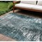 Homeroots 9' X 12' Teal Blue Gray And Charcoal Abstract Washable Indoor Outdoor Area Rug 582930 - alternate 1