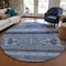Homeroots 8' Navy Blue And Denim Blue Round Southwestern Washable Indoor Outdoor Area Rug 582832 - alternate 2