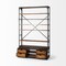 Homeroots 94" Black And Brown Distressed Copper and Wood Four Tier Library Bookcase with Four Drawers 380587 - alternate 2