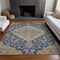 Homeroots 5' X 8' Navy Blue Beige And Brown Oriental Washable Indoor Outdoor Area Rug 605254 - alternate 2