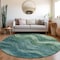 Homeroots 8' Teal Blue And Green Round Abstract Washable Indoor Outdoor Area Rug 618180 - alternate 2