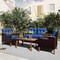 Homeroots Three Piece Outdoor Blue Rattan Sofa Seating Group with Blue Cushions 625699 - alternate 2