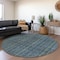 Homeroots 8' Blue Denim Blue And Mint Green Round Striped Washable Indoor Outdoor Area Rug 615039 - alternate 2