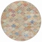 Homeroots 8' Terra Cotta Beige And Teal Blue Round Geometric Washable Indoor Outdoor Area Rug 603283 - alternate 2