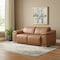 Homeroots 76in Chestnut and Silver Italian Leather Power Reclining Loveseat 720516 - alternate 2