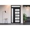Vdomdoors Front Exterior Prehung FiberGlass Door Frosted Glass / Manux 8002 Matte Black / Sidelight and Trans MANUX8002EXD-BLK-W30+12 x H80+14-LH - alternate 1