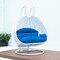 Leisuremod White Wicker Hanging 2 person Egg Swing Chair with Blue Cushions ESCW-57BU - alternate 2