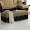 Homeroots 54" Camel Espresso and Silver Chenille And Faux Leather Tufted Storage Ottoman 608922 - alternate 2