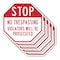 Signmission Stop No Trespassing Violators Will, 10 inch X 10 inch, Aluminum Metal Signs, 5PK OC-A-5Pack-10-224 - alternate 1