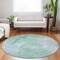 Homeroots 8' Sky Blue And Blue Round Abstract Washable Indoor Outdoor Area Rug 609222 - alternate 2
