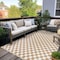 World Rug Gallery Contemporary Checkered Weather Resistant Reversible Indoor/Outdoor Rug 5 ft x 7 ft Natural WR114NATURAL5X7 - alternate 1