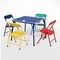 Homeroots Blue PVC Veneer and Steel Square Furniture Set 719199 - alternate 2