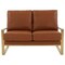 Leisuremod Jefferson Leather Loveseat with Gold Frame, Cognac Tan JAG53BR-L - alternate 2