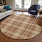 Homeroots 8' Brown Black And Beige Round Plaid Washable Indoor Outdoor Area Rug 597131 - alternate 2